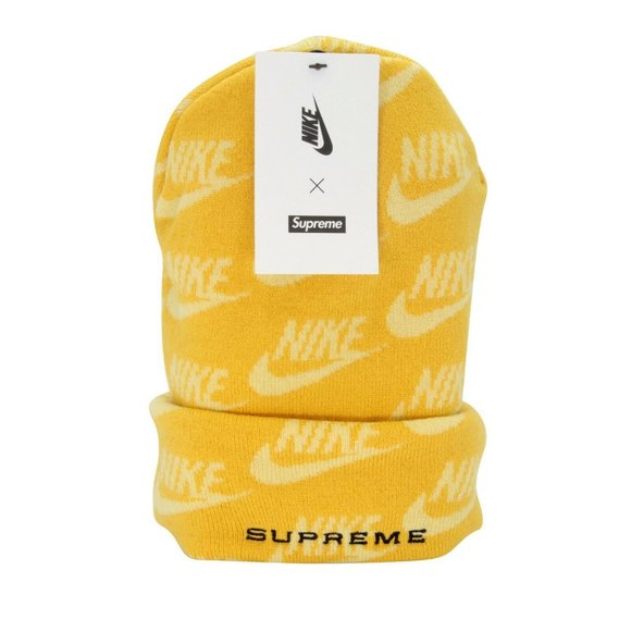 Supreme Accessories - Supreme x Nike Jacquard Logos Swoosh Pattern Beanie Spring 2021 Hat SN-0524N-020
